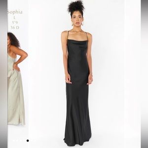 Show me your Mumu. Tuscany Maxi Slip Dress ~ Black Luxe Satin